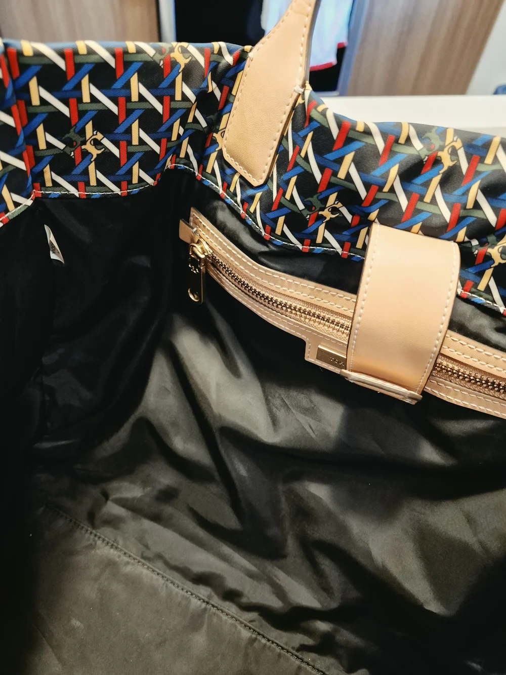Tory Burch Beige-Trim Multicolor Woven Tote